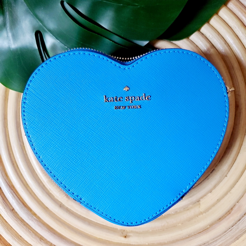 🆕 Mini loveshack heart love crossbody blue kate spade gold chain Valentine - Picture 1 of 4